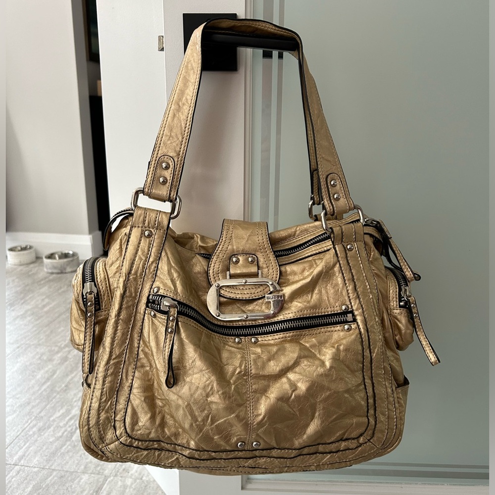 Butter soft gold leather Guess bag 12 x 15 inches